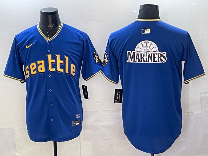 Men 2025 Seattle Mariners Blank Blue City Edition Nike MLB Jersey 27